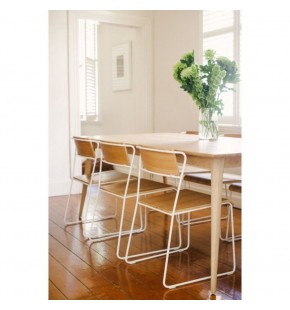 Dining Chair in Industrial Wire Metal + Birch...