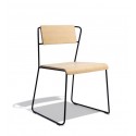 Dining Chair in Industrial Wire Metal + Birch (2 Pcs) (indoor use only)