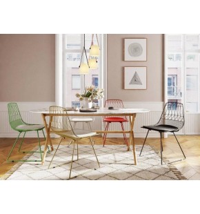 Dining Chair in Industrial Wire Metal (2 Pcs)