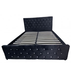 Upholstered Bed with Gas Lift Storage and Feature Diamentes at Warehouse Direct Prices