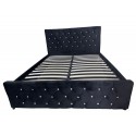 Upholstered Bed with Gas Lift Storage and Feature Diamentes