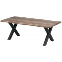 Coffee Table Natural Edge Laminated Veneer120*60cm with X Shape Metal Legs