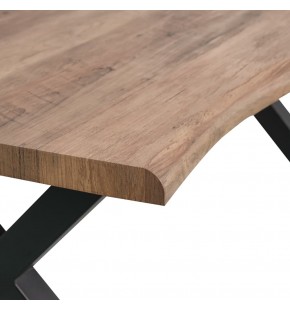 Coffee Table Natural Edge Laminated Veneer120*60cm with X Shape Metal Legs