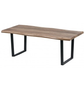 Coffee Table Natural Edge Laminated Veneer 120*60cm with U Shape Metal Legs