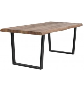 Coffee Table Natural Edge Laminated Veneer 120*60cm with U Shape Metal Legs