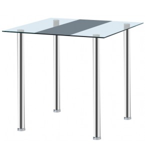 Glass Dining Table 80*80cm Tempered Glass Top with Brushed Stainless Steel Legs