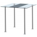 Glass Dining Table 80*80cm Tempered Glass Top with Brushed Stainless Steel Legs