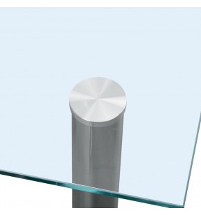 Glass Dining Table 80*80cm Tempered Glass Top with Brushed Stainless Steel Legs