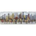 50X150cm 100% Oil Painting - abstract looking at skyscrapper over a river