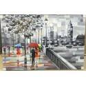 80X120cm 100% Oil Painting - Couples walking on the boardwalk