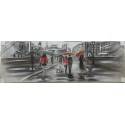 40X120cm 100% Oil Painting - abstract people walking in Charcoal sketch