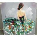 100X100cm 100% Oil Painting - Lady in green dress