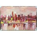 80X120cm 100% Oil Painting - Skyscrappers at Sunset abstract