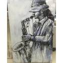 80X120cm 100% Oil Painting - Saxophone